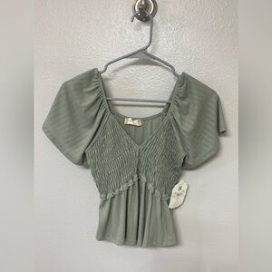 NWT Altar’d State Desert Sage Bridgette Babydoll Top Women Size XS
